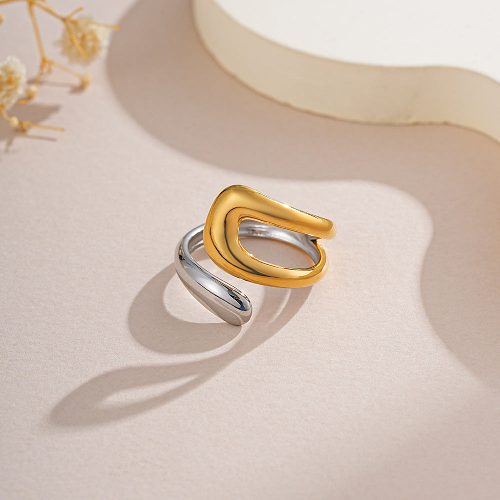 Luxury Minimalist Moon & Oval Dome Gold Silver Plated Fancy Ring Bulk