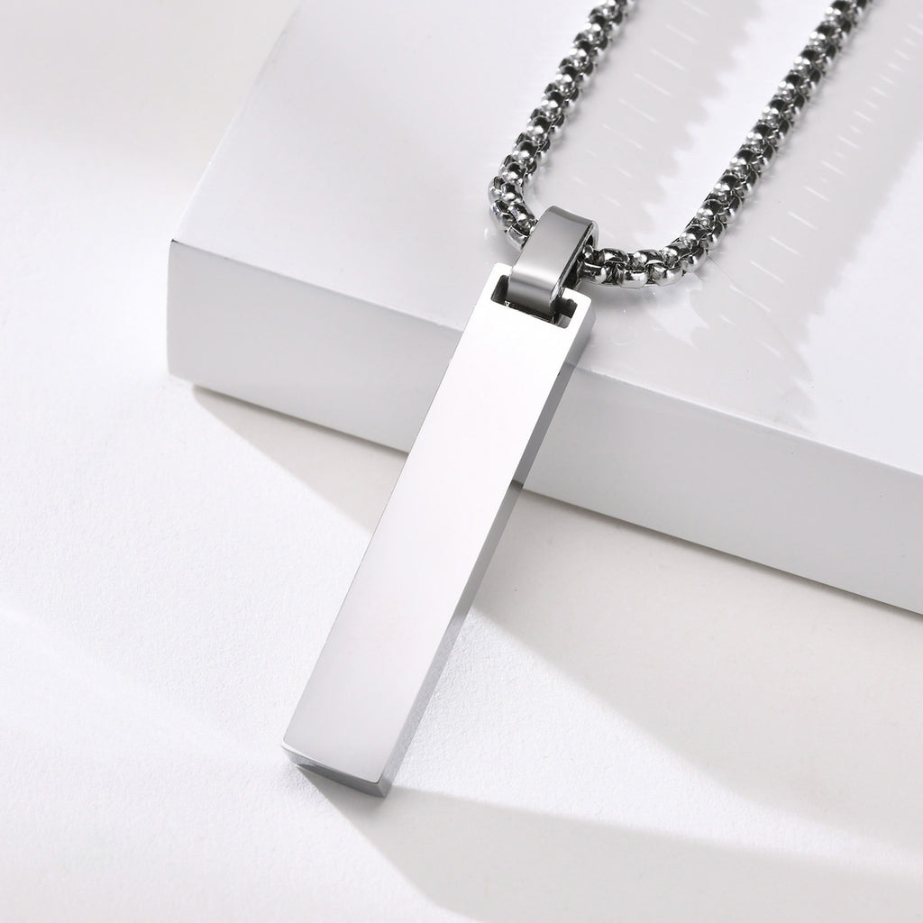 Roman Number Bar Id Gold Black Silver Atique Stainless Steel Popcorn Pendant Chain For Men