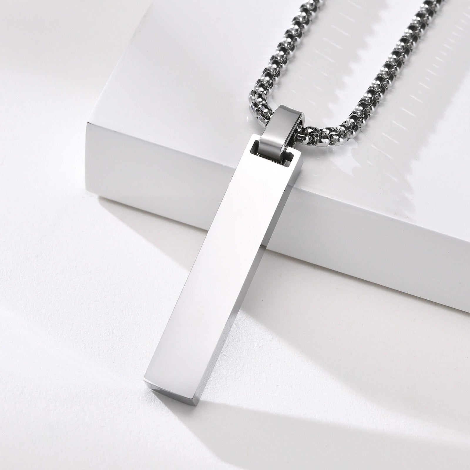 Roman Number Bar Id Gold Black Silver Atique Stainless Steel Popcorn Pendant Chain For Men