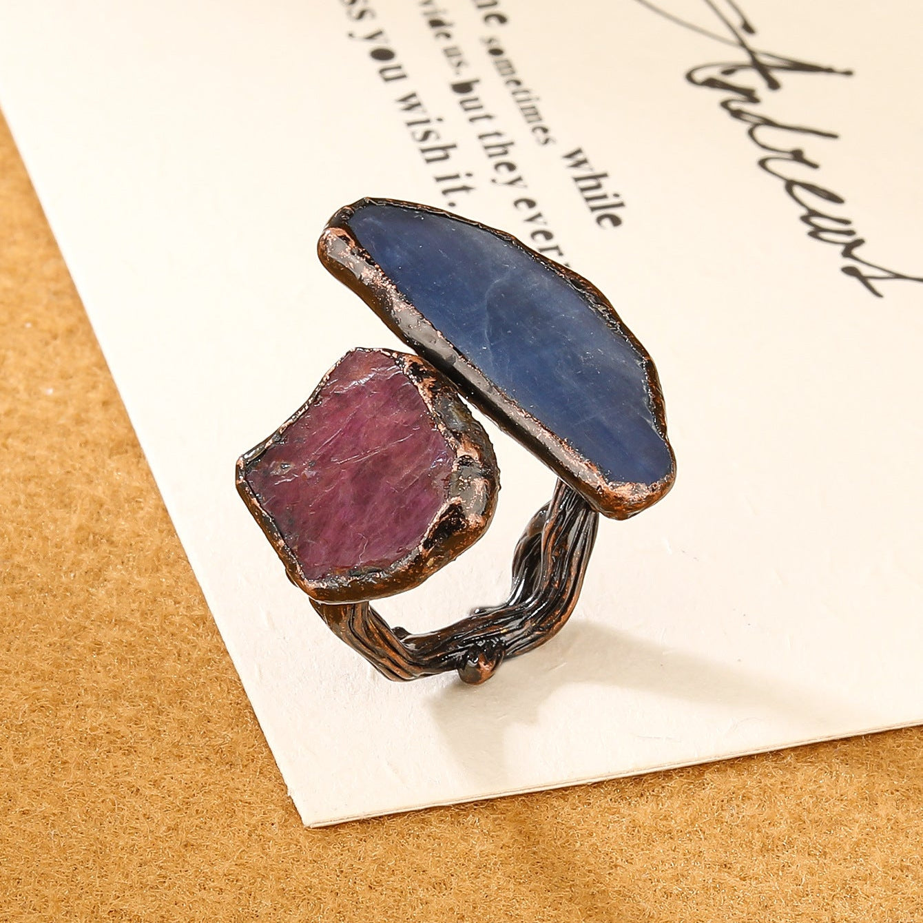 Red Blue Gemstone Crystal Adjustable Ring For Women Bulk Main image