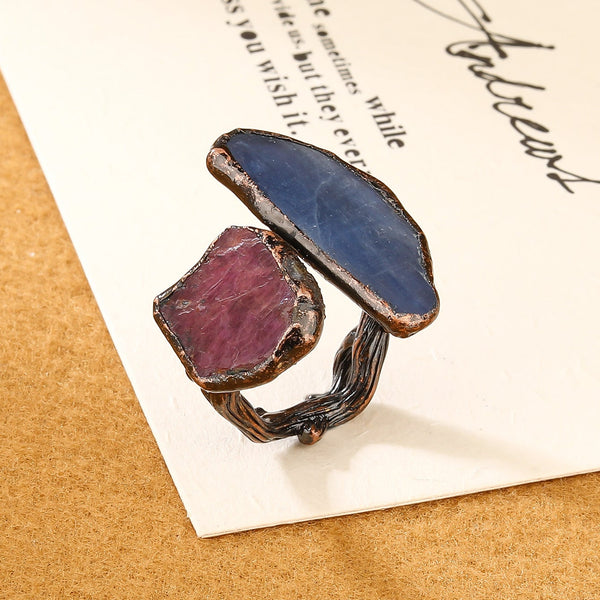 Red Blue Gemstone Crystal Adjustable Ring For Women Bulk Main image