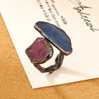 Red Blue Gemstone Crystal Adjustable Ring For Women Bulk