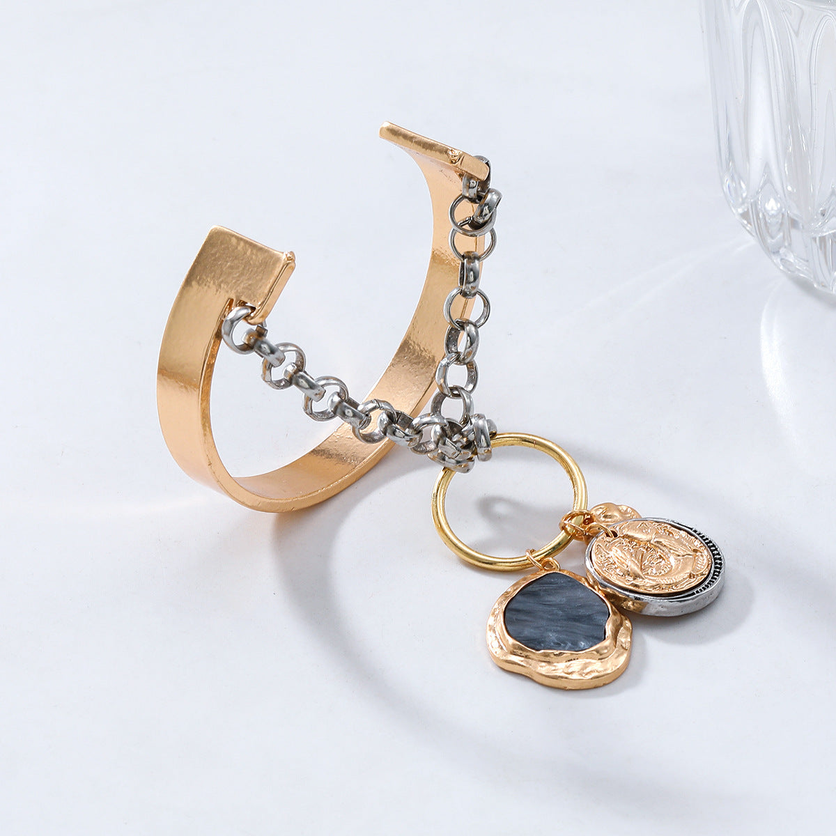 Bulk Charms Layered Chain Coin Drop Gold Silver Plain Cuff & Kada