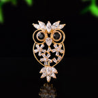 Designer Owl Style Gold Silver Black Crystal CZ Copper Brooch Wholesale