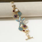 Star Fish Shell Flower Anchor CZ Enamel Blue White Bracelet Bulk