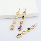 Geometric Shape Solitaire CZ 18K Gold Multi Pendant Chain Bulk