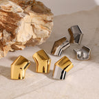Two Tone 18K Gold Silver Stainless Steel Anti Tarnish Ear Cuff Stud Earring For Women