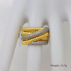Designer Dual Tone Gold Silver Multi Layer CZ Copper Adjustable Ring Bulk