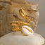 Dual Shell Rope Gold Anti Tarnish Stainless Steel Adjustable Ring Bulk