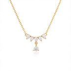 Stylish Teardrop Heart Stone Gold CZ Anti Tarnish Copper Necklace Bulk