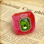Designer Multi Color Enamel Gold Plated Square Cocktail Ring Bulk