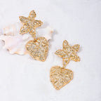 Star Fish Heart Beaten Finish 18K Gold Dangler Earring For Women Bulk