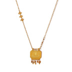 Designer Evil Eye Gold Brown Beads Tassel Stainless Steel Necklace Bulk
