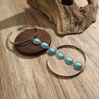 Oval Turquoise Green Beards Green Silver Open Arm Bracelet Women Bulk