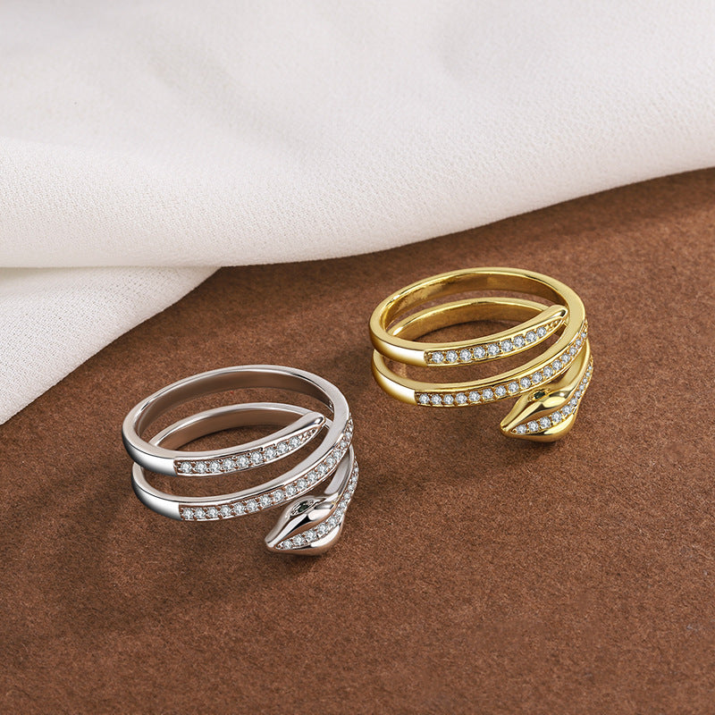 Bulk Double Band Gold Silver Plated CZ Copper Adjustable Fancy Ring