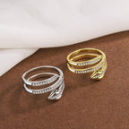 Bulk Double Band Gold Silver Plated CZ Copper Adjustable Fancy Ring