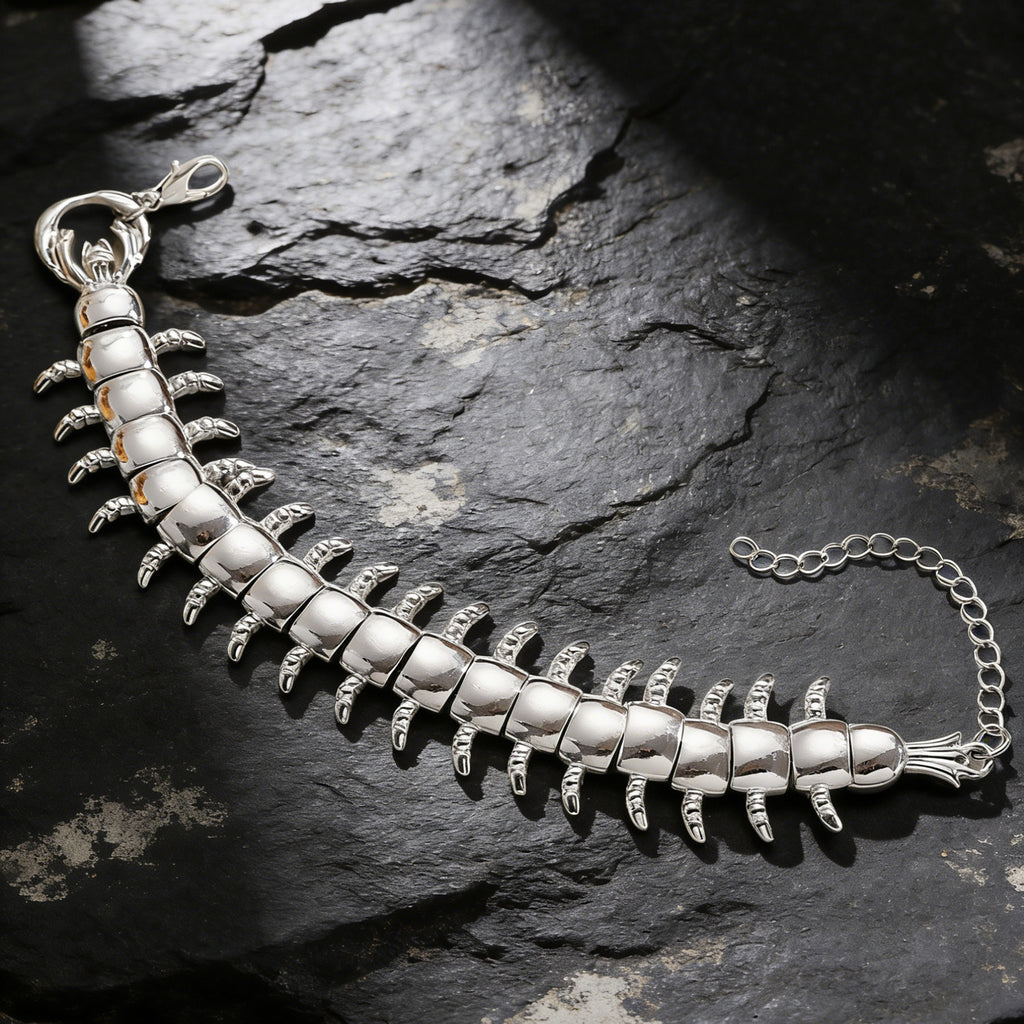 Gothic Centipede Design Silver Plated Alloy Bracelet For Men Wholesale