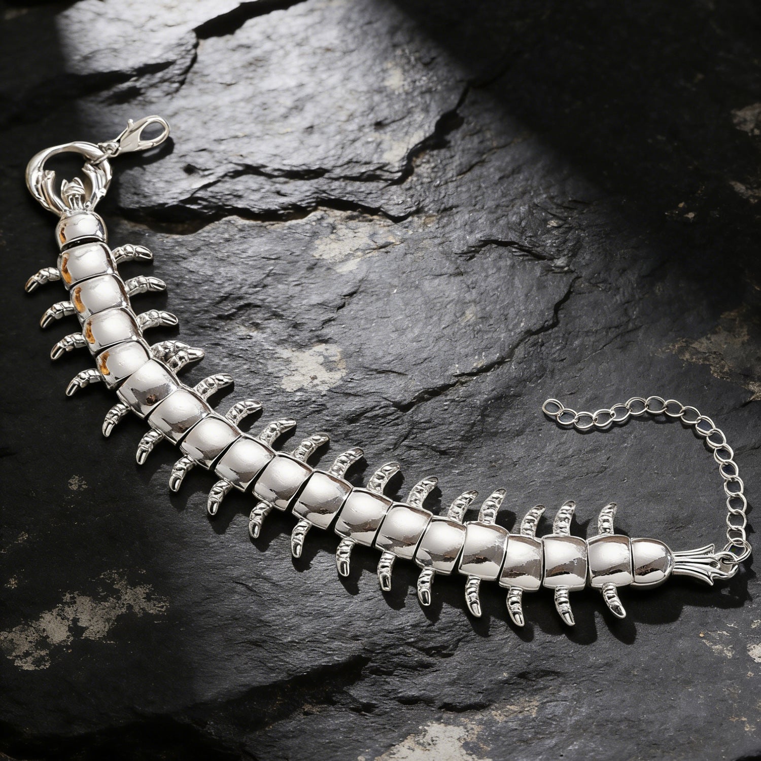 Gothic Centipede Design Silver Plated Alloy Bracelet For Men Wholesale