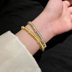 18K Gold Silver CZ Anti Tarnish Bangle Cuff Kada Bracelet Bulk