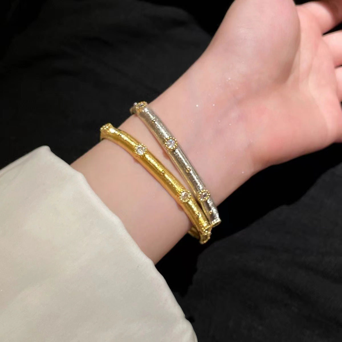18K Gold Silver CZ Anti Tarnish Bangle Cuff Kada Bracelet Bulk