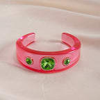 Multi Color Statement Chunky Gold Rhinestone Resin Bangle For Women Bulk
