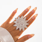 Star Sun Face 18K Gold Silver Big Free Size Ring For Women Bulk