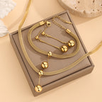 18K Gold Stainless Steel Anti Tarnish Snake Chain Necklace Bracelet Earring Set For Women