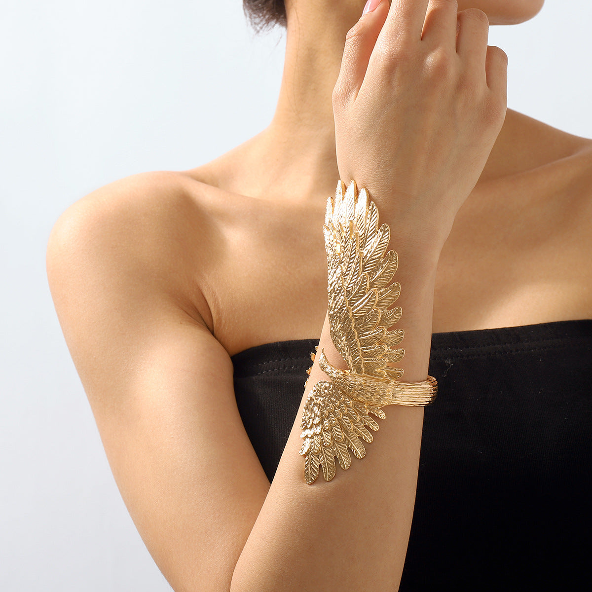 Eagle Long Feather 18K Gold Anti Tarnish Cuff Kada Bracelet Bulk Main image