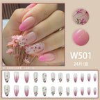 Luxury Pink Floral Gradient Almond Press-On Nails Pack Of 10 Bulk