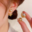 White Modern Claw Style Gold Plated Pearl Copper Stud Earrings Bulk