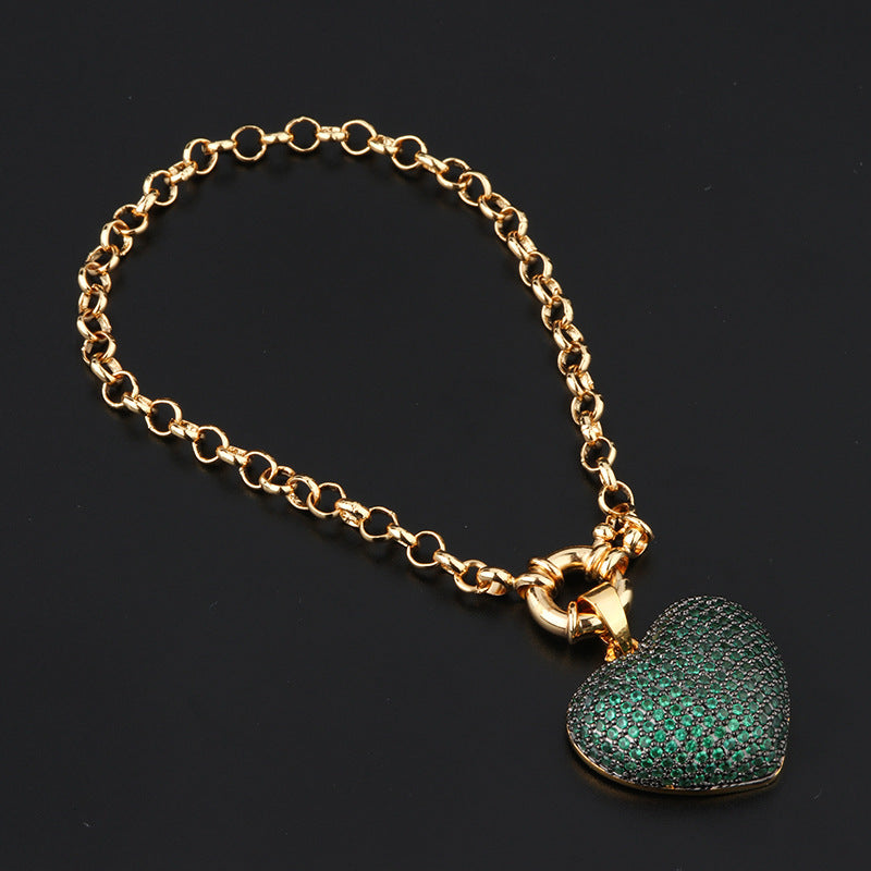 Multi Color Heart Cubic Zirconia Anti Tarnish Copper Bracelet Women Bulk