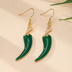 Trendy Red Green Mirchi And Spice Gold Enamel Dangler Earrings Bulk