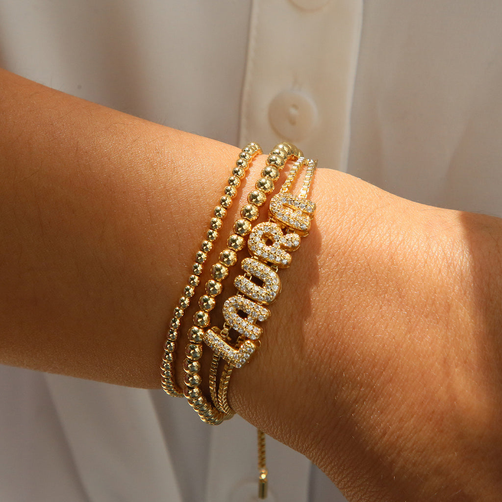 Personalized Gold-Plated Name Bracelet Custom Letter Adjustable Bracelet for Women