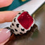 Cushion Cut Green Red CZ Black Silver Anti Tarnish Free Size Ring Bulk