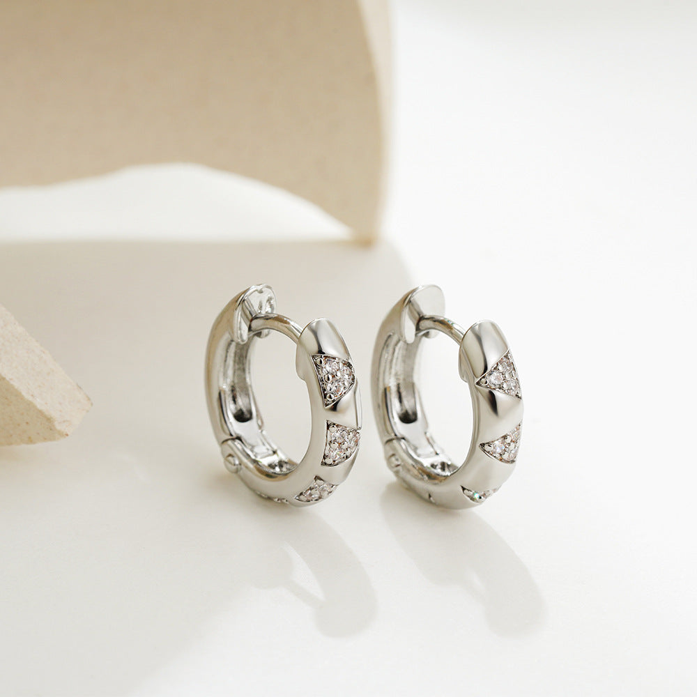 Chunky Dual Tone Gold Silver CZ Stainless Steel Hoop Earrings Wholesale