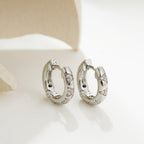 Chunky Dual Tone Gold Silver CZ Stainless Steel Hoop Earrings Wholesale