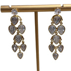 Drop Solitaire 18K Gold Silver CZ Anti Tarnish Dangler Earring Bulk
