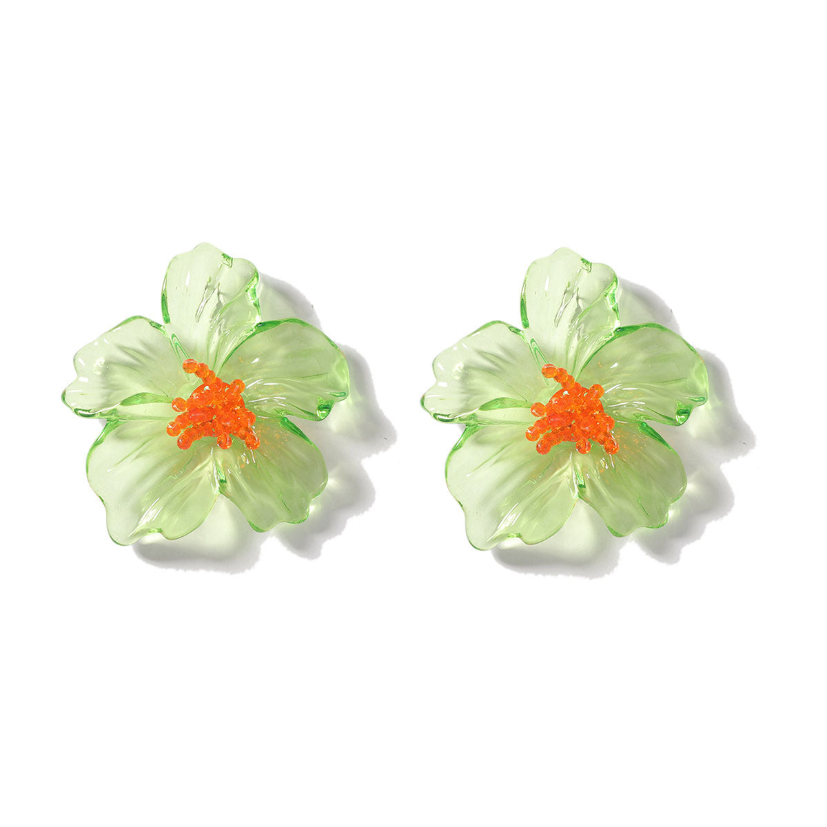 Acrylic Transparent Flower Orange Dangler Stud Earring For Women Bulk