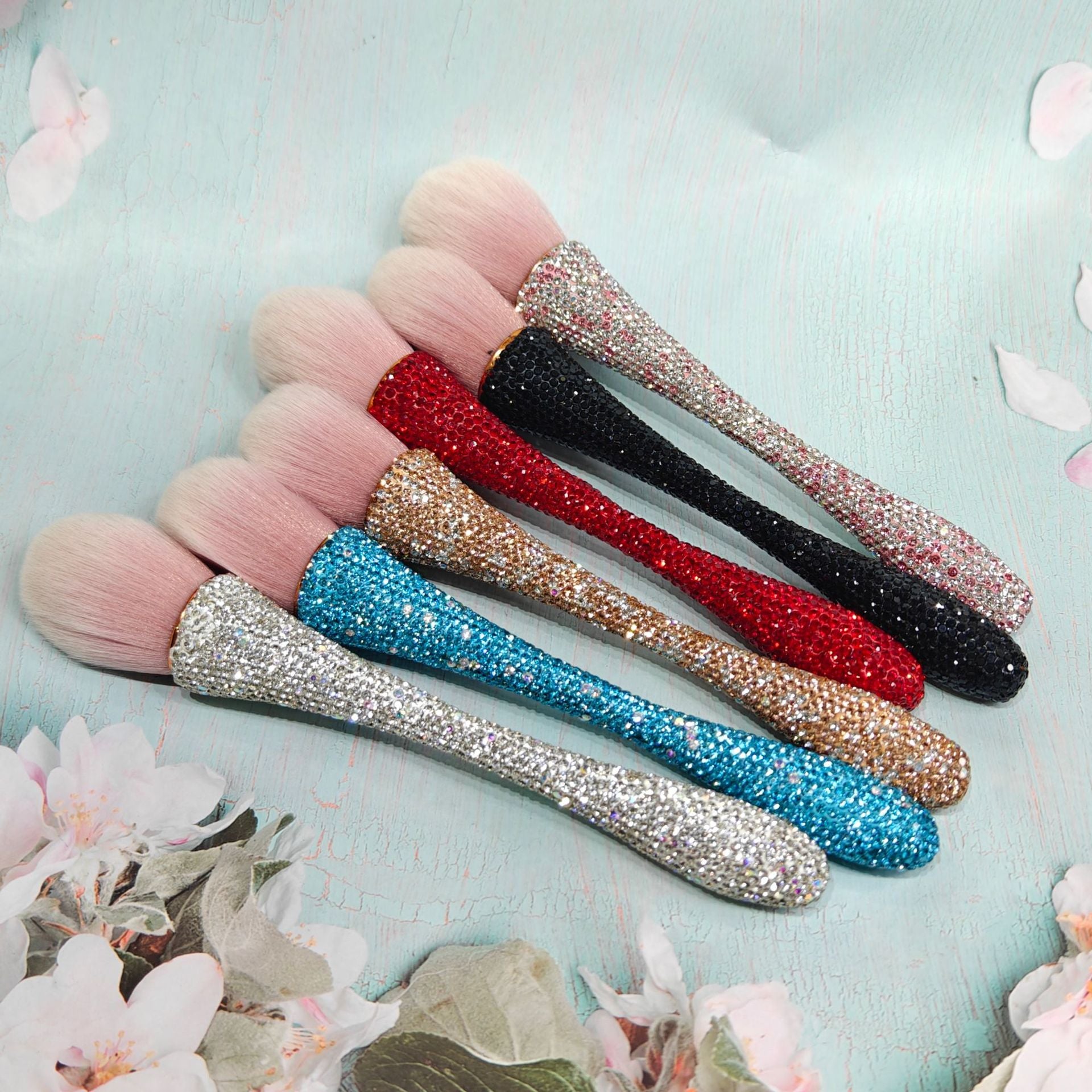 Pink White Red Diamond Studded Powder Brush Makeup Brush Women Bulk