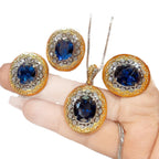 Oval Shape Gold Silver CZ Anti Tarnish Copper Necklace Combo Set Bulk