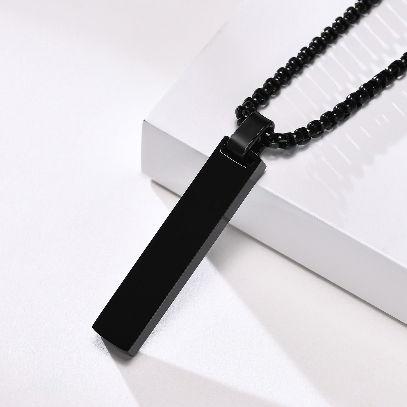 Roman Number Bar Id Gold Black Silver Atique Stainless Steel Popcorn Pendant Chain For Men