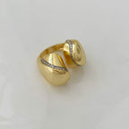 Gold Luxury Geometric Cubic Zirconia Copper Adjustable Ring Bracelet Bulk