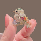 Multi Color Bird Gold Cubic Zirconia Copper Brooch For Women Bulk