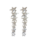 Star CZ Silver White Anti Tarnish Dangler Tassel Earring Bulk