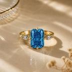 Designer Cushion Cut Gold Silver CZ Copper Cocktail Adjustable Ring
