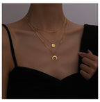 Moon Gold Stainless Steel Anti Tarnish Layer Necklace Charm Chain Bulk