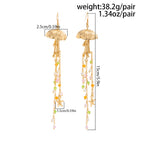 Star Fish Bohemian Beads Crystal 18K Gold Jhumki Dangler Tassel Earring For Women