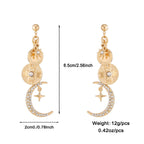 Coin Star Sun Moon Clouds Universe 18K Gold Anti Tarnish Necklace Earring Bracelet Set For Women