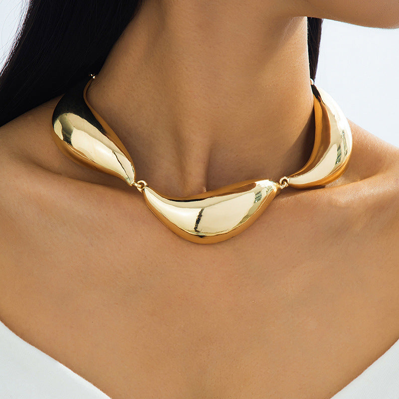 Gold Modern Bean Plain Necklace For Women Bulk