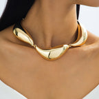 Gold Modern Bean Plain Necklace For Women Bulk